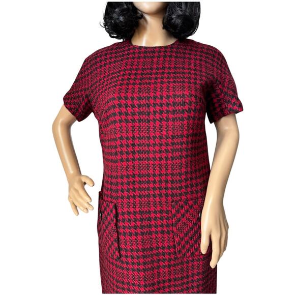 American Vintage 50’s Houndstooth Red Black short sleeve dress size small - Picture 7 of 17